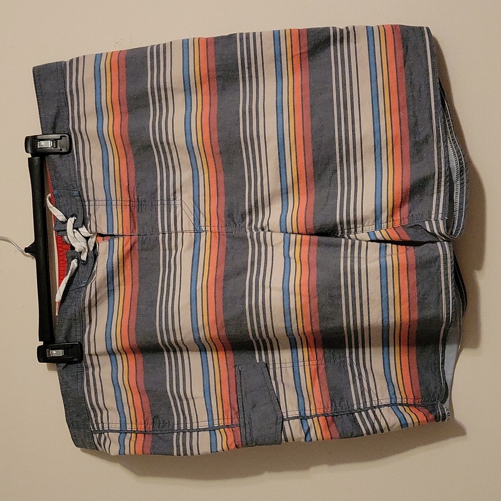 Goodfellow & Co Board Shorts - Red/Orange/Grey stripe sz 40